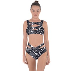 Circle Polka Dots Black White Bandaged Up Bikini Set  by Mariart