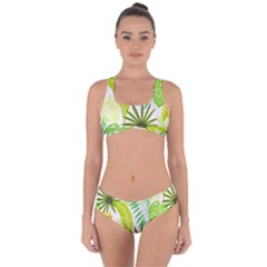 Amazon Forest Natural Green Yellow Leaf Criss Cross Bikini Set by Mariart