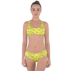 Yellow Flower Floral Circle Sexy Criss Cross Bikini Set by Mariart