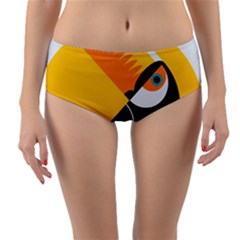 Cute Toucan Bird Cartoon Yellow Black Reversible Mid-waist Bikini Bottoms by Mariart