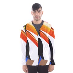 Cute Toucan Bird Cartoon Fly Hooded Wind Breaker (men) by Mariart