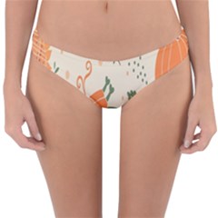 Happy Thanksgiving Chicken Bird Flower Floral Pumpkin Sunflower Reversible Hipster Bikini Bottoms by Mariart