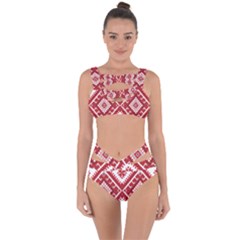 Model Traditional Draperie Line Red White Triangle Bandaged Up Bikini Set  by Mariart