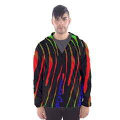 Frog Spectrum Polka Line Wave Rainbow Hooded Wind Breaker (men) by Mariart