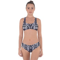 Psychedelic Pattern Flower Black Criss Cross Bikini Set by Mariart