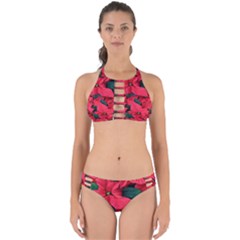 Red Poinsettia Flower Perfectly Cut Out Bikini Set by Mariart