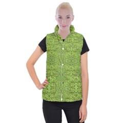 Digital Nature Collage Pattern Women s Button Up Puffer Vest by dflcprints