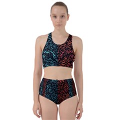 Square Pheonix Blue Orange Red Racer Back Bikini Set by Mariart