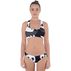 Cute Pandas Cross Back Hipster Bikini Set by Valentinaart