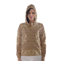 Ornate Golden Baroque Design Hooded Wind Breaker (women) by dflcprints