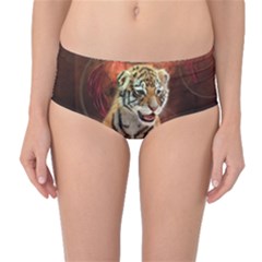 Cute Little Tiger Baby Mid-waist Bikini Bottoms by FantasyWorld7