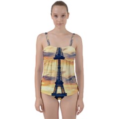 Eiffel Tower Paris France Landmark Twist Front Tankini Set by Nexatart