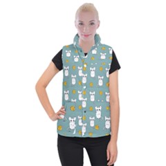 Cute Mouse Pattern Women s Button Up Puffer Vest by Valentinaart