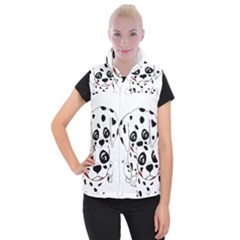 Cute Dalmatian Puppy  Women s Button Up Puffer Vest by Valentinaart