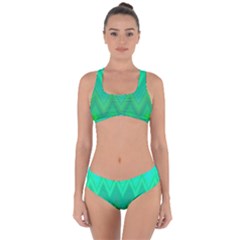Green Zig Zag Chevron Classic Pattern Criss Cross Bikini Set by Nexatart