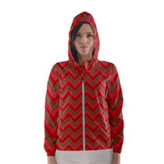 Background Retro Red Zigzag Hooded Wind Breaker (women) by Nexatart