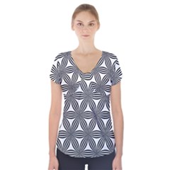 Seamless Pattern Repeat Line Short Sleeve Front Detail Top by Nexatart
