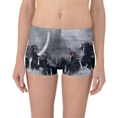 Awesome Wild Black Horses Running In The Night Boyleg Bikini Bottoms by FantasyWorld7