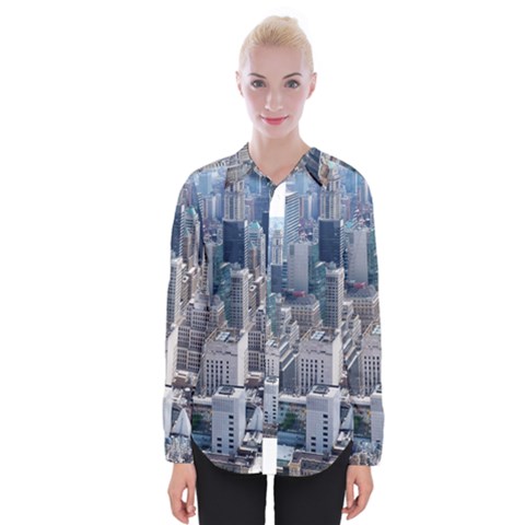 Manhattan New York City Womens Long Sleeve Shirt by Nexatart