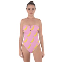 Banana Fruit Yellow Pink Tie Back One Piece Swimsuit by Mariart
