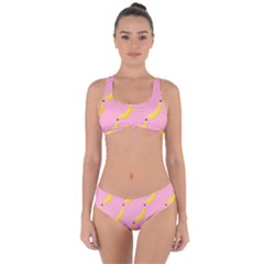 Banana Fruit Yellow Pink Criss Cross Bikini Set by Mariart