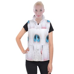 Beautiful White Face Cat Animals Blue Eye Women s Button Up Puffer Vest by Mariart