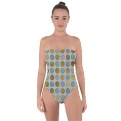 Green And Golden Dots Pattern                           Tie Back One Piece Swimsuit by LalyLauraFLM
