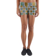 Green And Golden Dots Pattern                     Yoga Shorts by LalyLauraFLM