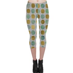 Green And Golden Dots Pattern                            Capri Leggings by LalyLauraFLM