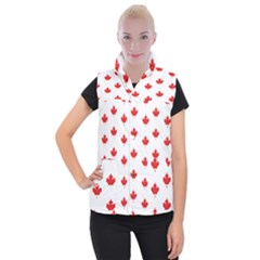 Canadian Maple Leaf Pattern Women s Button Up Puffer Vest by Mariart