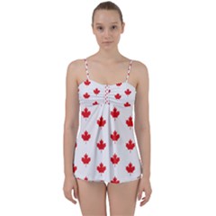 Canadian Maple Leaf Pattern Babydoll Tankini Set by Mariart