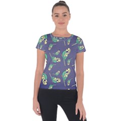Canaries Budgie Pattern Bird Animals Cute Short Sleeve Sports Top  by Mariart