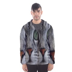 Cat Face Eyes Gray Fluffy Cute Animals Hooded Wind Breaker (men) by Mariart