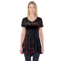 Neon Number Short Sleeve Tunic  by Mariart