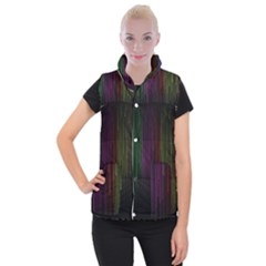 Line Rain Rainbow Light Stripes Lines Flow Women s Button Up Puffer Vest by Mariart