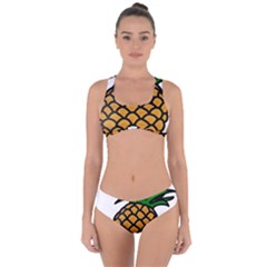 Pineapple Fruite Yellow Green Orange Criss Cross Bikini Set by Mariart