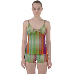 Rainbow Stripes Vertical Colorful Bright Tie Front Two Piece Tankini by Mariart