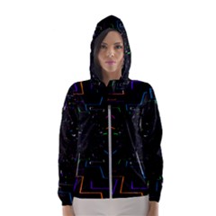Seamless 3d Animation Digital Futuristic Tunnel Path Color Changing Geometric Electrical Line Zoomin Hooded Wind Breaker (women) by Mariart