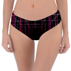 Retro Neon Grid Squares And Circle Pop Loop Motion Background Plaid Reversible Classic Bikini Bottoms by Mariart
