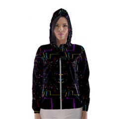 Seamless 3d Animation Digital Futuristic Tunnel Path Color Changing Geometric Electrical Line Zoomin Hooded Wind Breaker (women) by Mariart