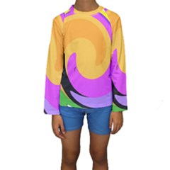 Spiral Digital Pop Rainbow Kids  Long Sleeve Swimwear by Mariart