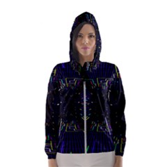 Seamless 3d Animation Digital Futuristic Tunnel Path Color Changing Geometric Electrical Line Zoomin Hooded Wind Breaker (women) by Mariart