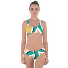 Triangles Texture Shape Art Green Yellow Criss Cross Bikini Set by Mariart