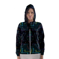 Seamless 3d Animation Digital Futuristic Tunnel Path Color Changing Geometric Electrical Line Zoomin Hooded Wind Breaker (women) by Mariart