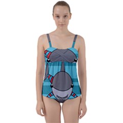 Shark Sea Fish Animal Ocean Twist Front Tankini Set by Nexatart