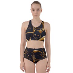 Gold Dog Cat Animal Jewel Dor¨| Racer Back Bikini Set by Nexatart