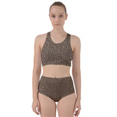 Leather Texture Brown Background Racer Back Bikini Set by Nexatart