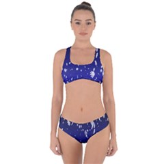 Blue Sky Christmas Snowflake Criss Cross Bikini Set by Mariart