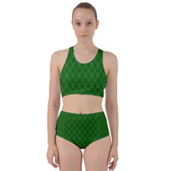 Green Seed Polka Racer Back Bikini Set by Mariart