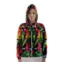 Hawaiian Girls Black Flower Floral Summer Hooded Wind Breaker (Women) View1